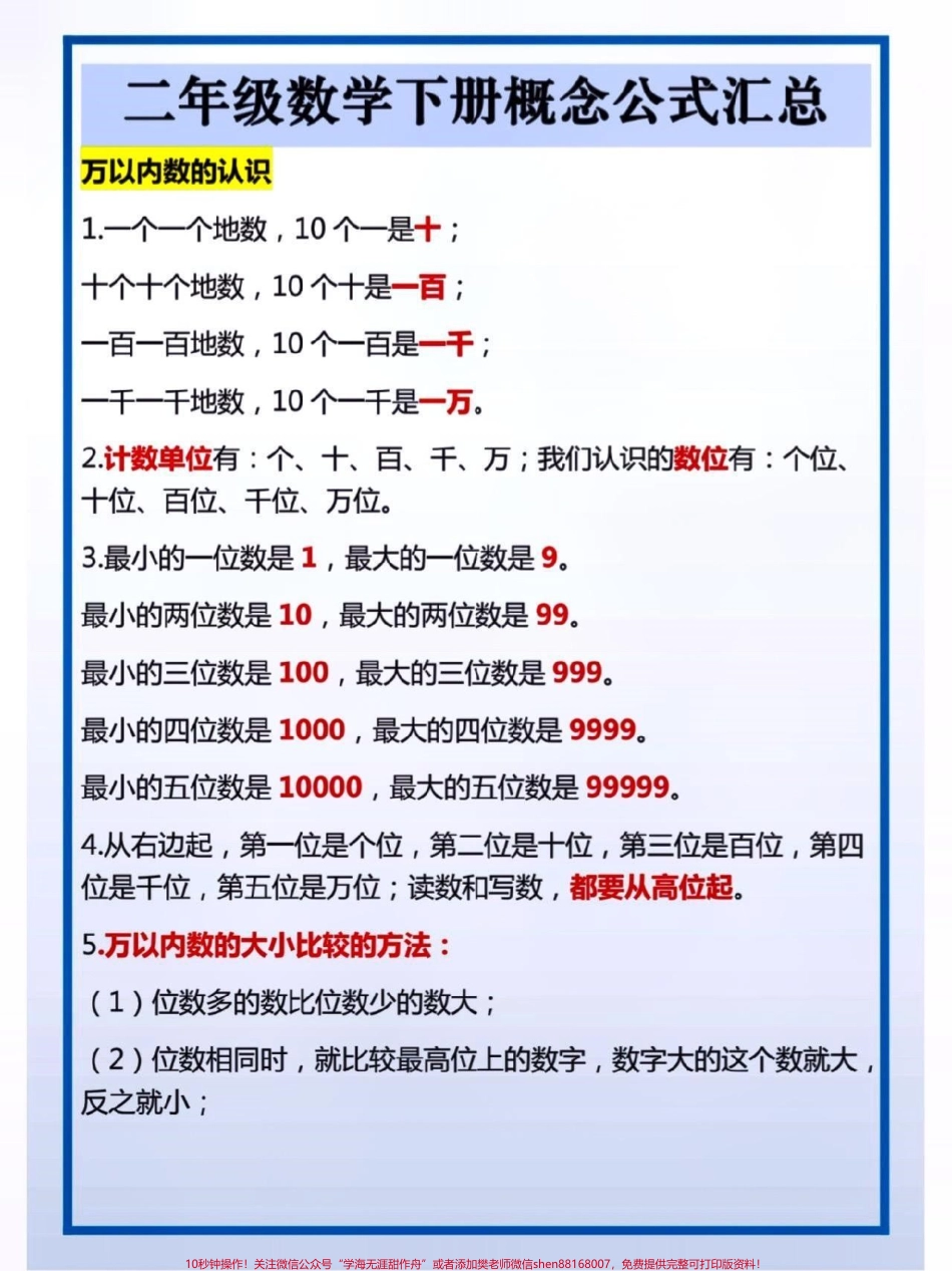 二年级数学下册公式汇总#关注我持续更新小学知识 #知识点总结 #二年级数学 #学霸秘籍 #高考加油 @抖音小助手 @抖音来客官方助推官 @抖音创作者中心 @抖音热点宝.pdf_第3页
