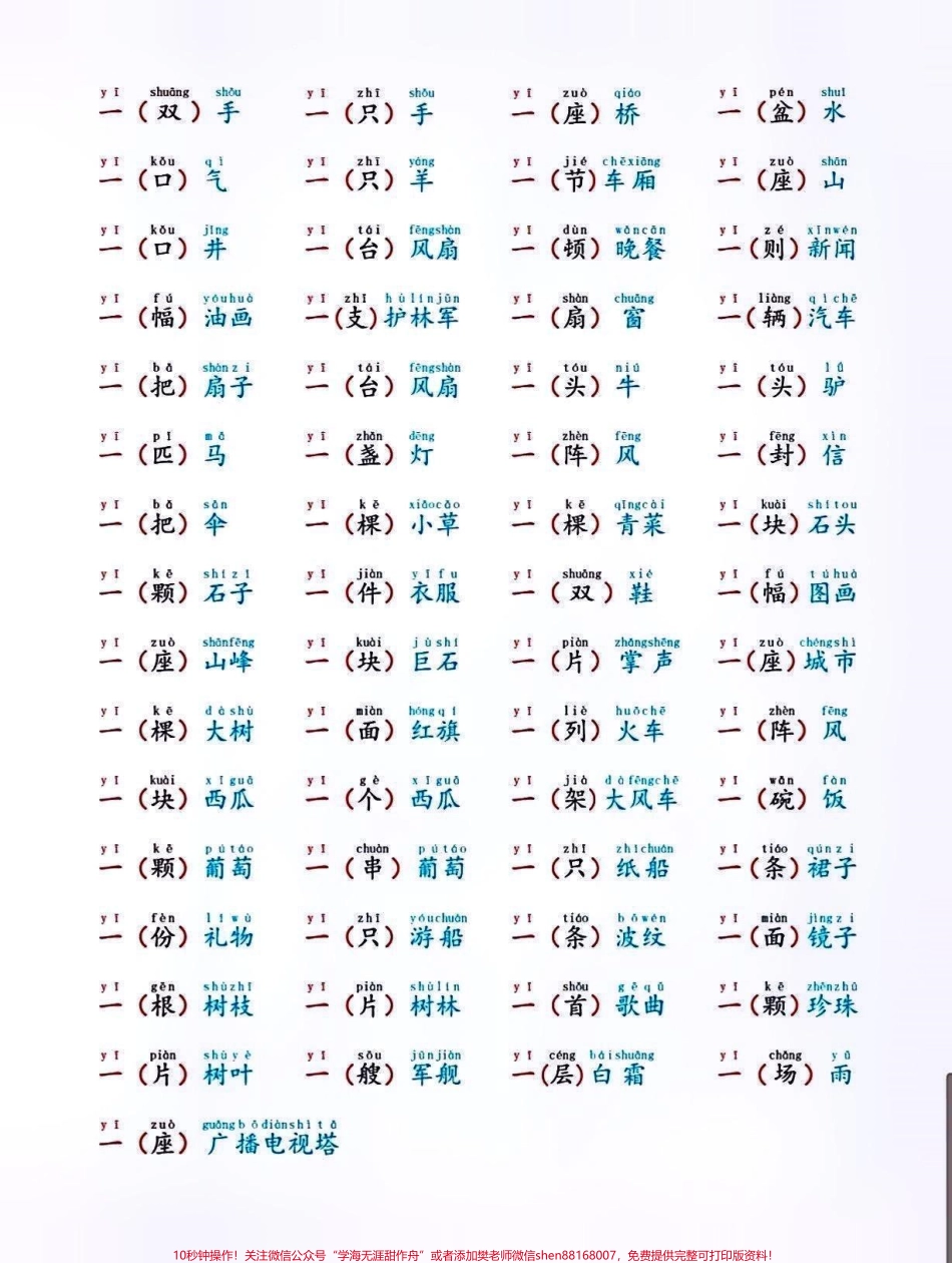 一年级语文下册量词积累#期末复习 #知识点总结 #小学语文知识点 #一年级语文下册 #量词积累 @抖音小助手 @抖音来客官方助推官 @抖音创作者中心 @抖音热点宝.pdf_第2页