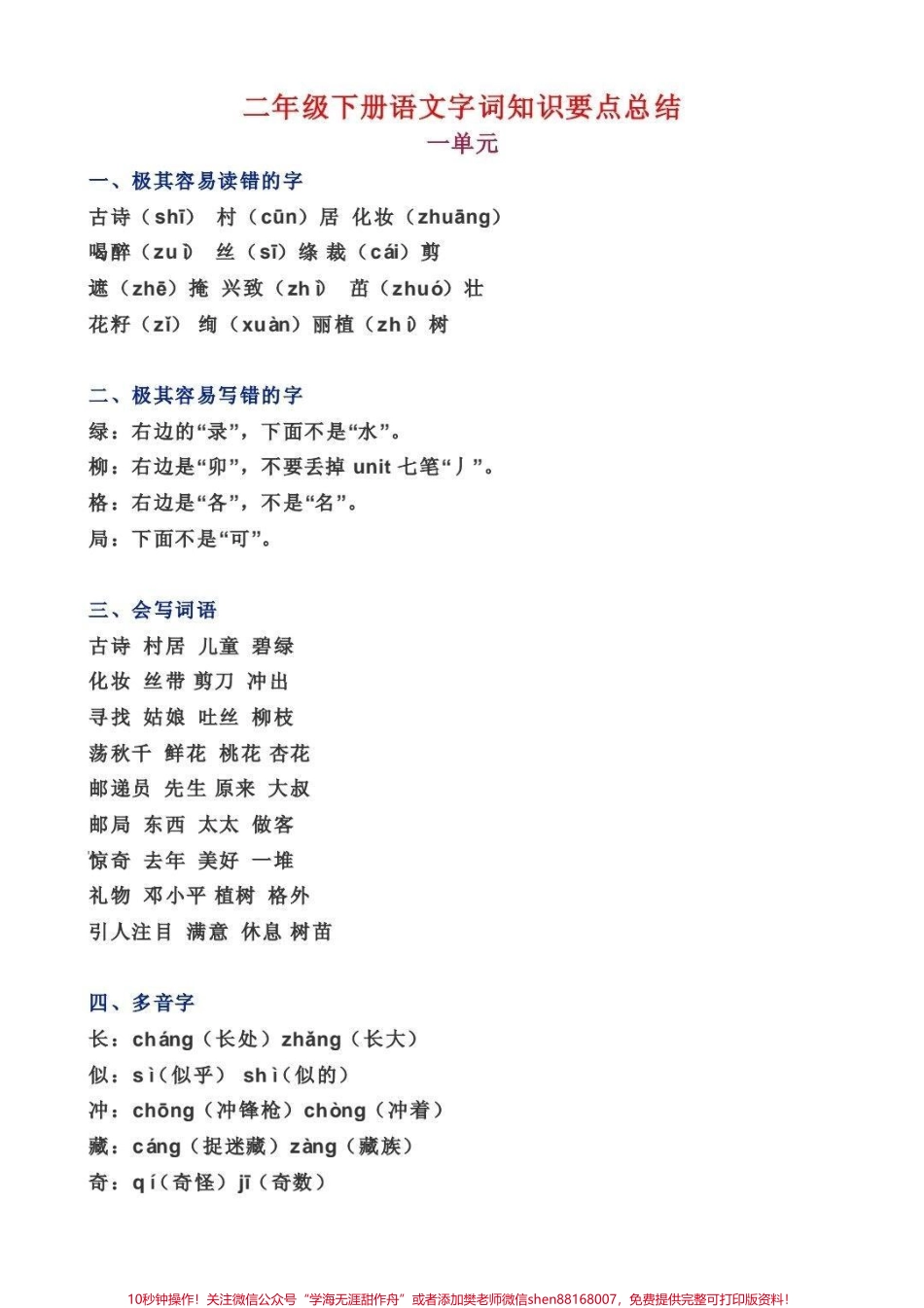 二年级下册语文1-8单元知识大盘点归纳#教育 #学习 #每天学习一点点 #二年级语文 #亲子教育.pdf_第1页