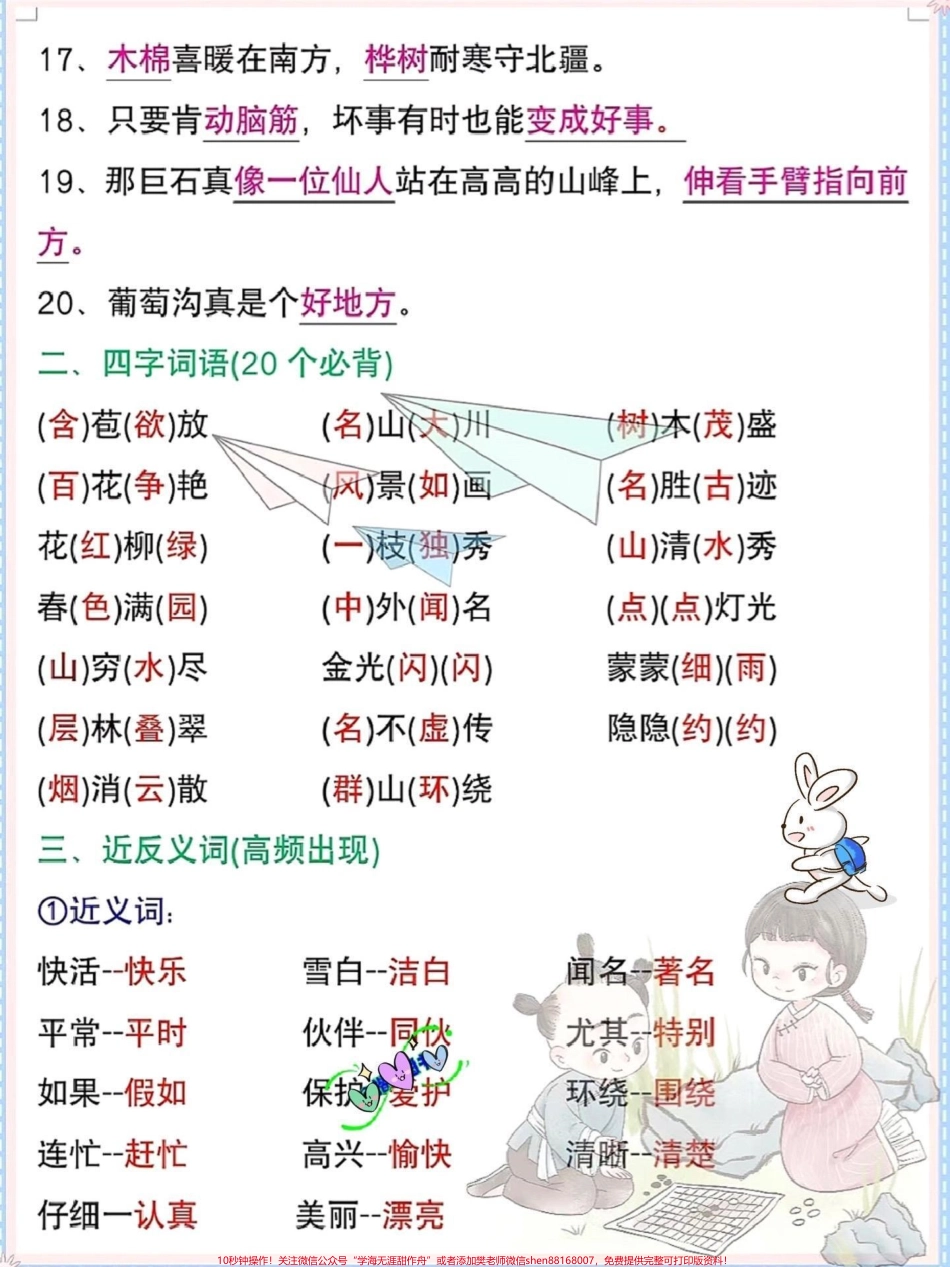 一升二语文必背知识点汇总及常考易错题一升二语文暑假必背知识点汇总老师给大家整理出来了都是考试常考必考重点家长收藏打印出来给孩子学习开学轻松掌握数学重点有电子版可打印！！！#一升二 #小学语文 ##暑假预习 @抖音小助手(1).pdf_第3页