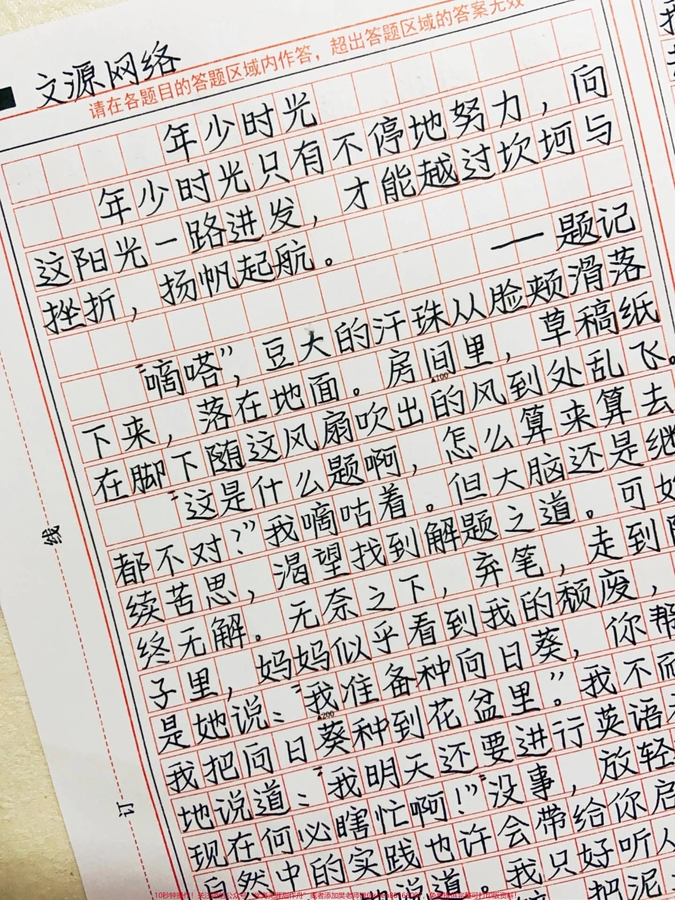 优秀作文《年少时光》年少时光只有不停地努力向这阳光一路进发才能越过坎坷与挫折扬帆起航#作文 #图文伙伴计划.pdf_第1页