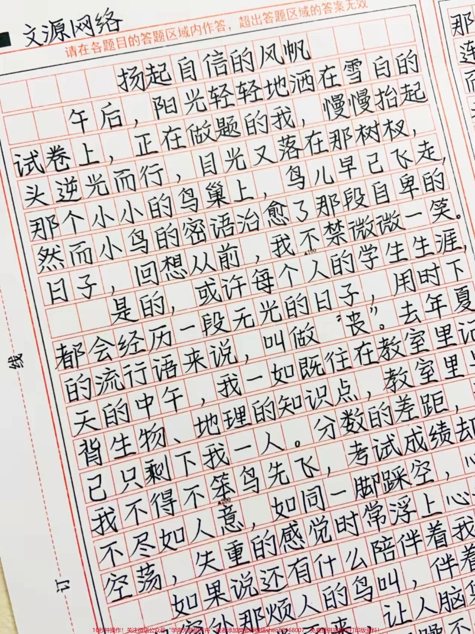 优秀作文《扬起自信的风帆》我知道未来的路途我依然有要跨过的山要越过的河但是自信是我前行的帆#作文 #抖音图文来了 #图文伙伴计划.pdf_第1页