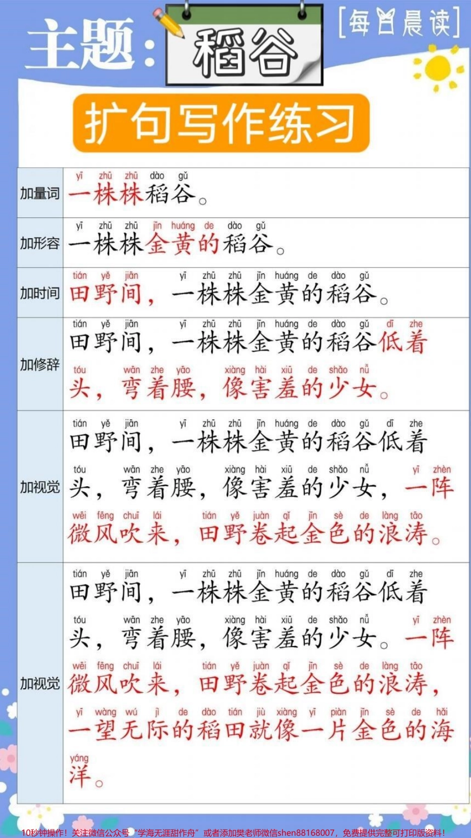 一年级扩句写作练习晨读要想作文写得好好句少不了每天晨读加深记忆力#一年级语文 #如何写好作文 #一年级下册 #学霸秘籍 #晨读.pdf_第2页