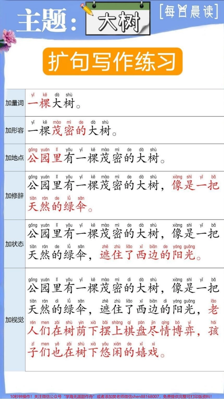 一年级扩句写作练习晨读要想作文写得好好句少不了每天晨读加深记忆力#一年级语文 #如何写好作文 #一年级下册 #学霸秘籍 #晨读.pdf_第3页