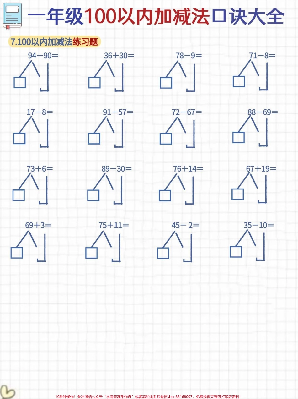 一年级数学100以内加减法口诀大全#家长收藏孩子受益 #教育 #每天学习一点点 #学习 #知识点总结.pdf_第3页