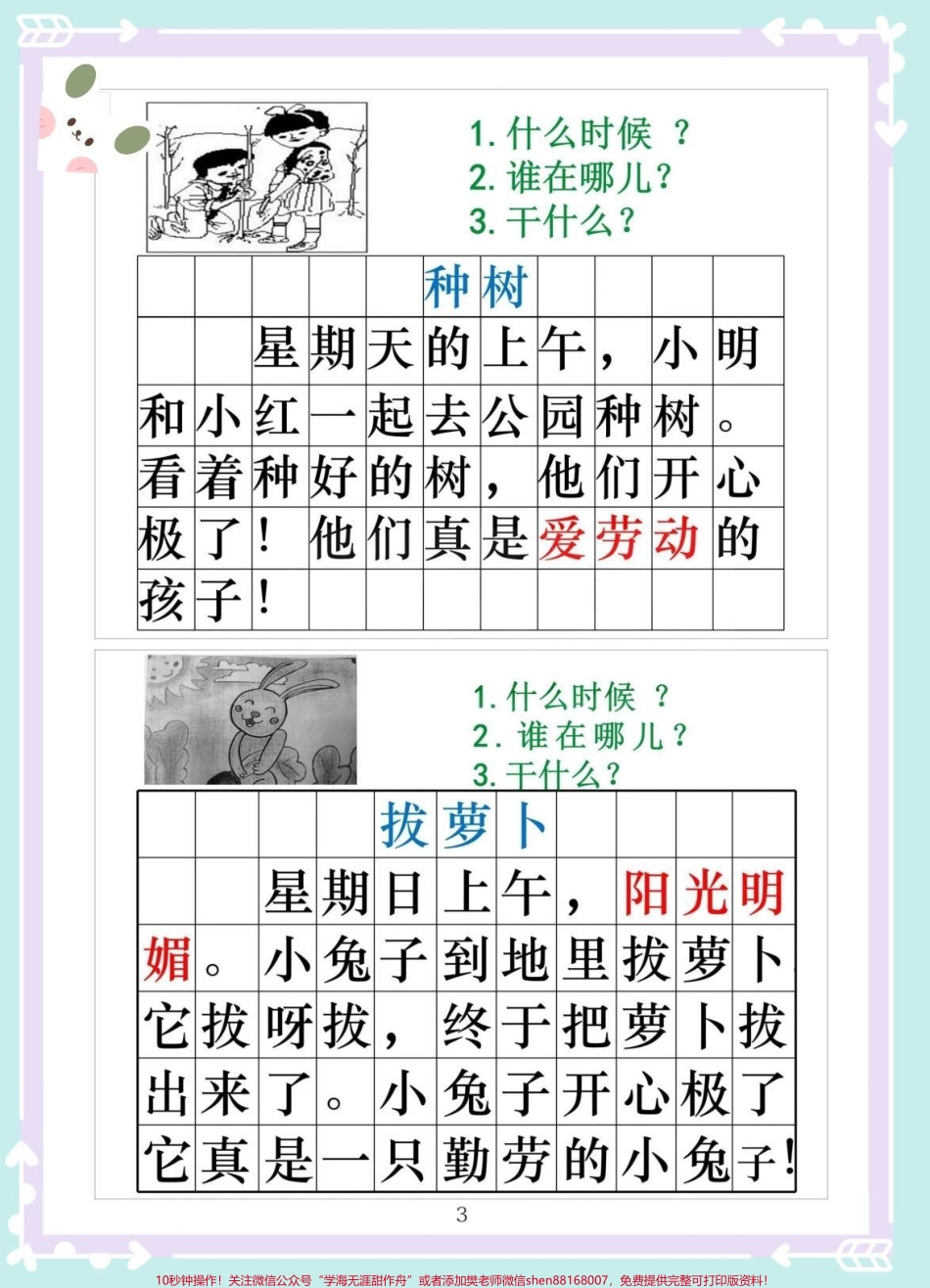 一年级下册看图写话重点专项看图写话是一年级语文学习的重点刚接触看图写话的一年级同学常常会出现不会写、写不长、内容不丰富等情况这份看图写话专题训练收下偷偷练习掌握看图写话的基本要素让写作变得不再困难#知识点总结 #一年级 #一年级语文下册 #看图写话 #家长收藏孩子受益.pdf_第3页