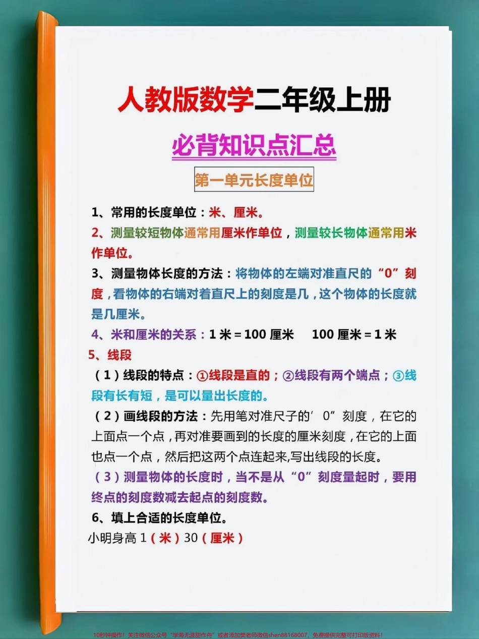 注意了‼️二年级上册数学预习知识点总结很多家长不知道怎么给孩子总结也抓不住重点这份6页重难点汇总暑假一定要让孩子多学习多理解❗️#一升二 #二年级上册数学#长度单位 #表内乘法 #人类高质量暑假 @DOU+小助手.pdf_第2页