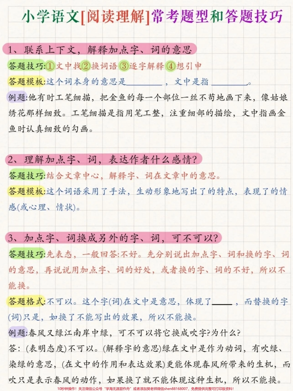 小学语文阅读理解常考题型答题方法小学语文阅读理解常考题型答题方法#小学语文 #语文阅读理解的技巧和方法 #语文阅读理解万能公式 #答阅读理解题技巧 #学习资料分享.pdf_第2页