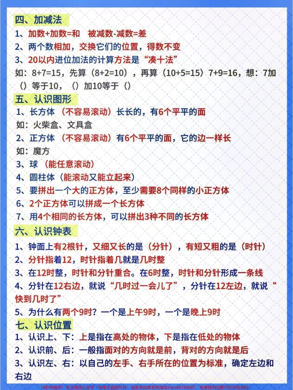 一年级上册数学必背知识点汇总＋一年级计算方法#每天学习一点点 #家长收藏孩子受益 #教育 #小学知识点归纳 #小学数学解题技巧.pdf_第2页