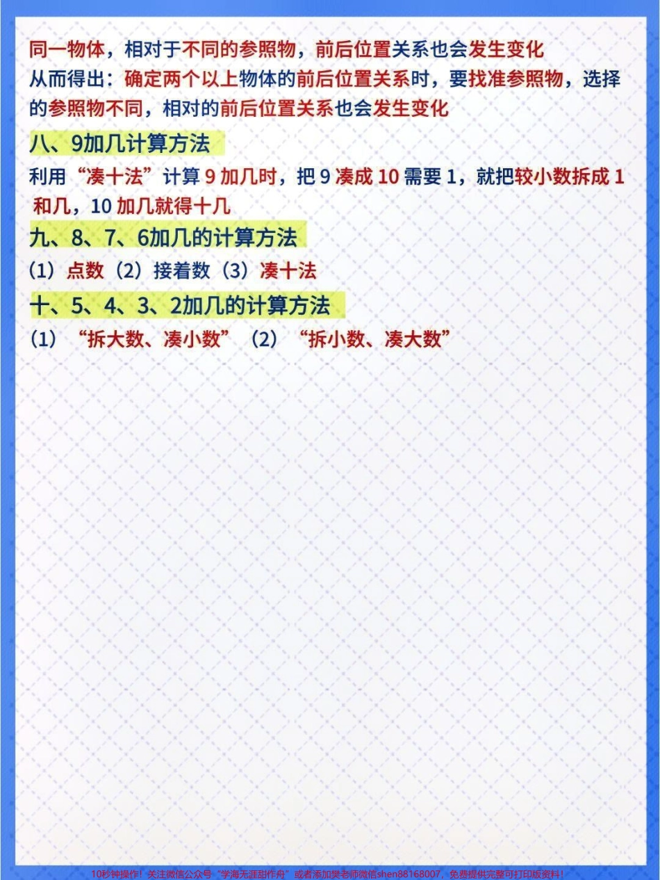 一年级上册数学必背知识点汇总＋一年级计算方法#每天学习一点点 #家长收藏孩子受益 #教育 #小学知识点归纳 #小学数学解题技巧.pdf_第3页