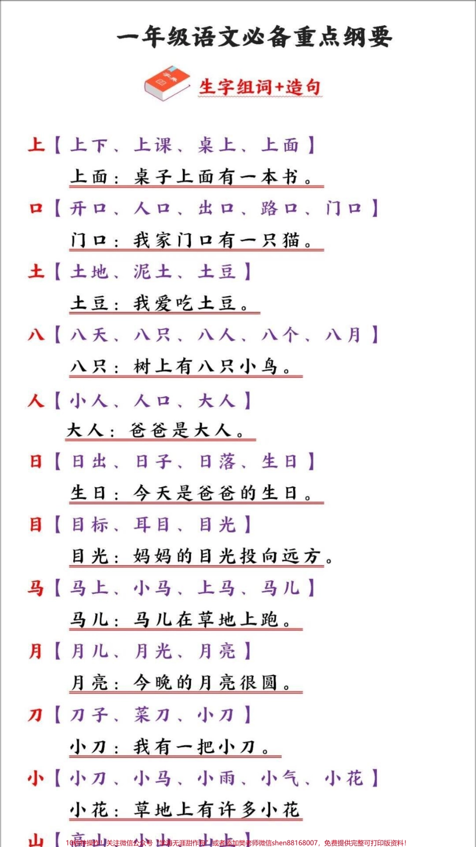 一年级上册语文期末复习重点生字组词造句#家长收藏孩子受益 #教育 #期末复习 #知识点总结 #小学一年级语文.pdf_第1页