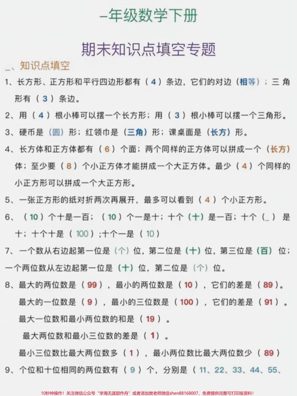 一年级数学下册必考填空专题一年级数学下册知识点填空专题#知识点填空 #一年级#一年级数学#家长收藏孩子受益 #知识分享.pdf_第2页