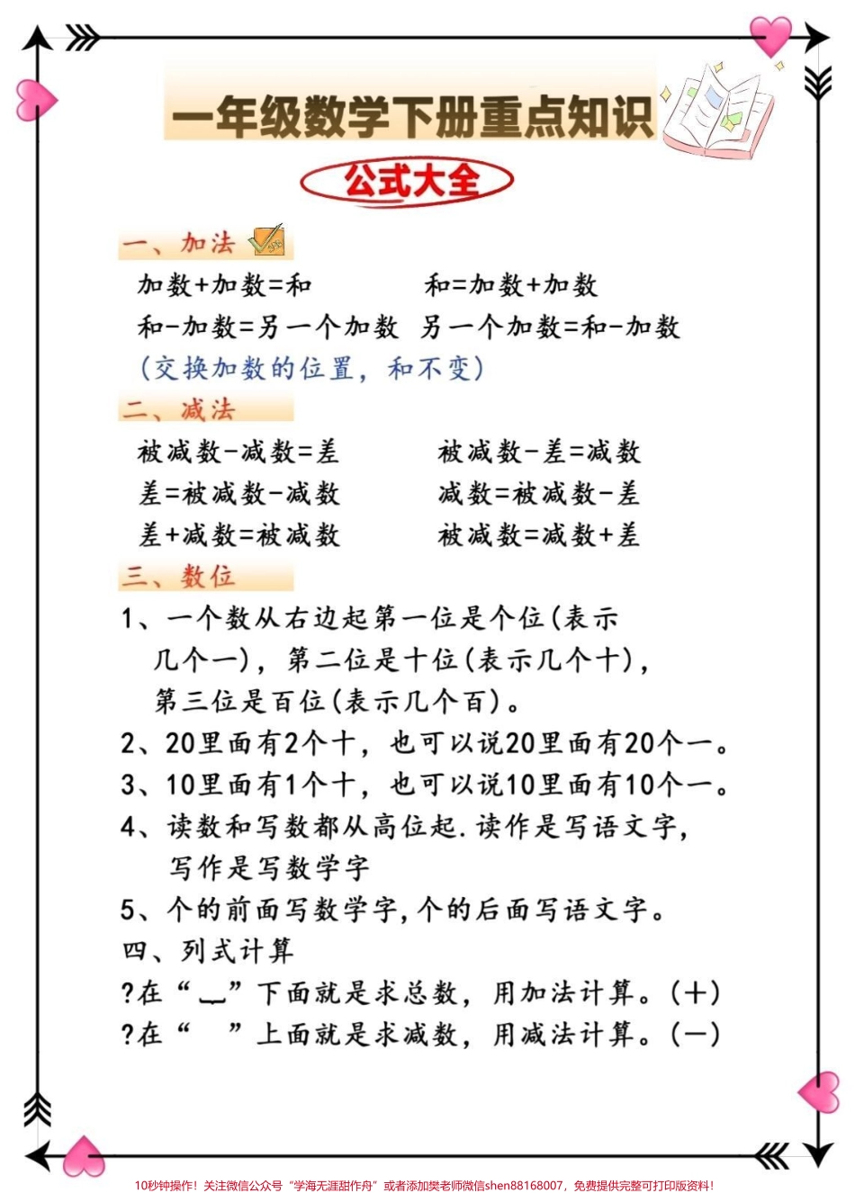 一年级数学下册重点知识点总结#一年级重点知识归纳 #一年级数学 #学霸秘籍 #一年级数学下册 #一年级下册重点.pdf_第1页