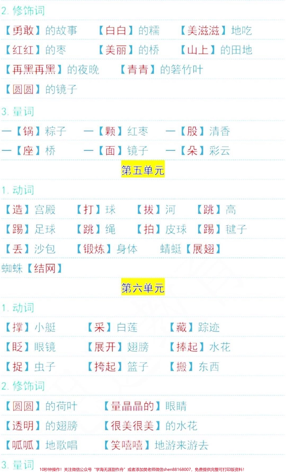 一年级下册语文全册词语搭配整理+第一单元同步测试卷练习#小学语文 #教育 #单元测试卷 #每天学习一点点 #学习.pdf_第3页