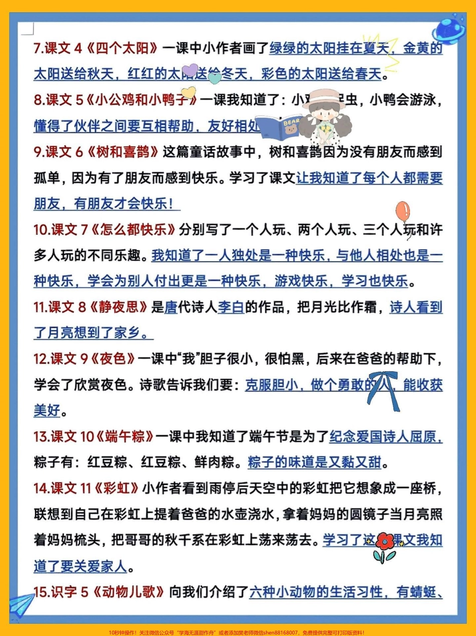 一年级语文下册期中考试重点知识整理#一年级语文下册 #必考考点 #一年级重点知识归纳 #期中复习重点 1-8单元全册知识点#小学语文必考知识点盘点.pdf_第3页