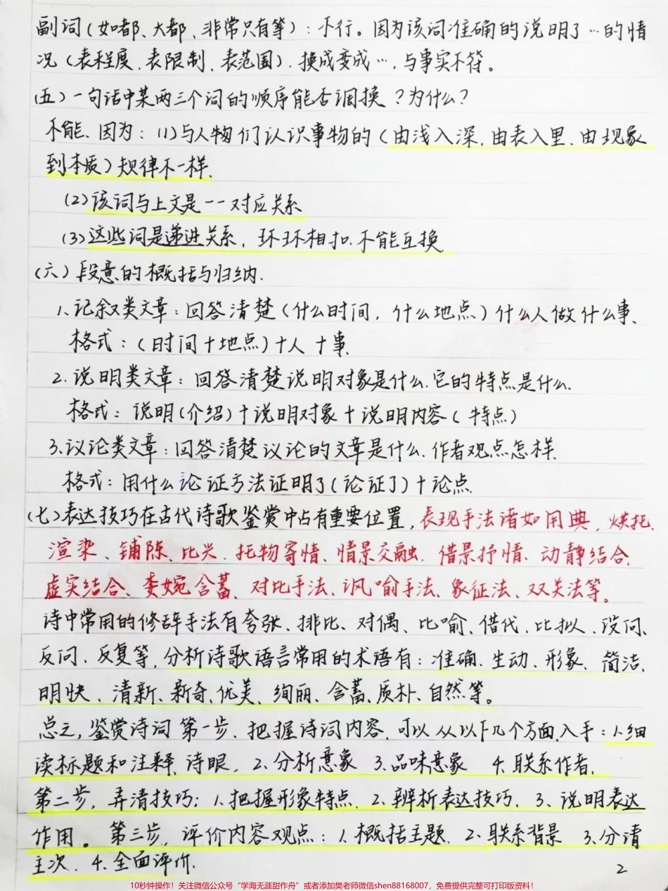 语文各题型答题公式给你们整理好了直接背每天学习一点点成绩会慢慢好起来的#语文 #手写笔记 #每天学习一点点.pdf_第2页