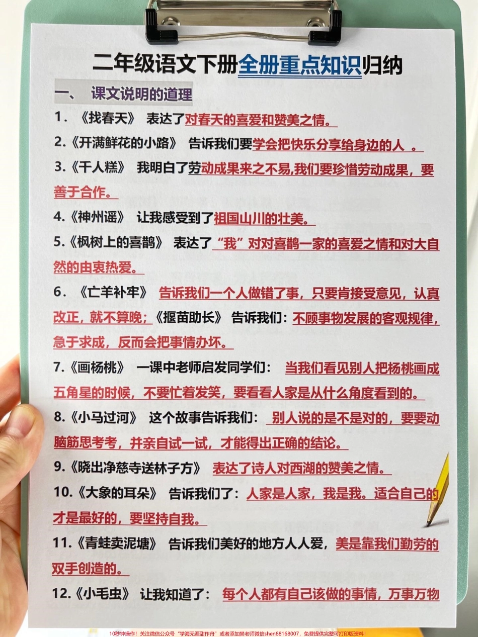 这份二年级下册语文全册复习重点资料共16页可以打印出来包含了所有必考知识点只要吃透这16页考试就可以冲刺98分以上！建议家长给孩子打印出来进行复习#二年级语文下册#知识点总结 #小学知识点归纳 #必考考点.pdf_第2页