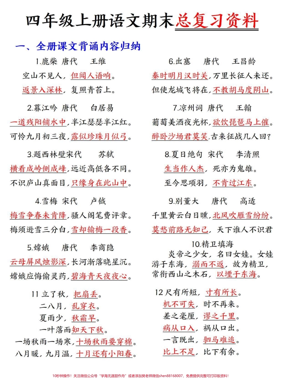 四年级上册语文期末总复习重点知识总结四年级上册语文期末复习课内重点知识点梳理总结29页全#四年级 #四年级上册语文 #期末复习 #四年级语文 #关注我持续更新小学知识.pdf_第1页