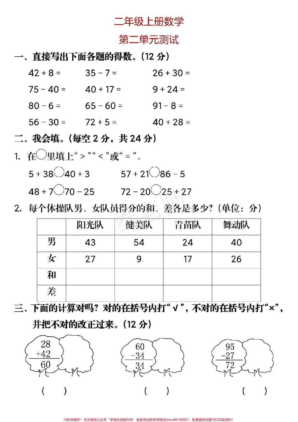 二年级上册数学第一次月考二年级上册数学第二单元测试#二年级数学#必考考点 #知识推荐官 #学习 #第一次月考 @抖音小助手 @抖音创作者中心 @抖音热点宝.pdf_第1页