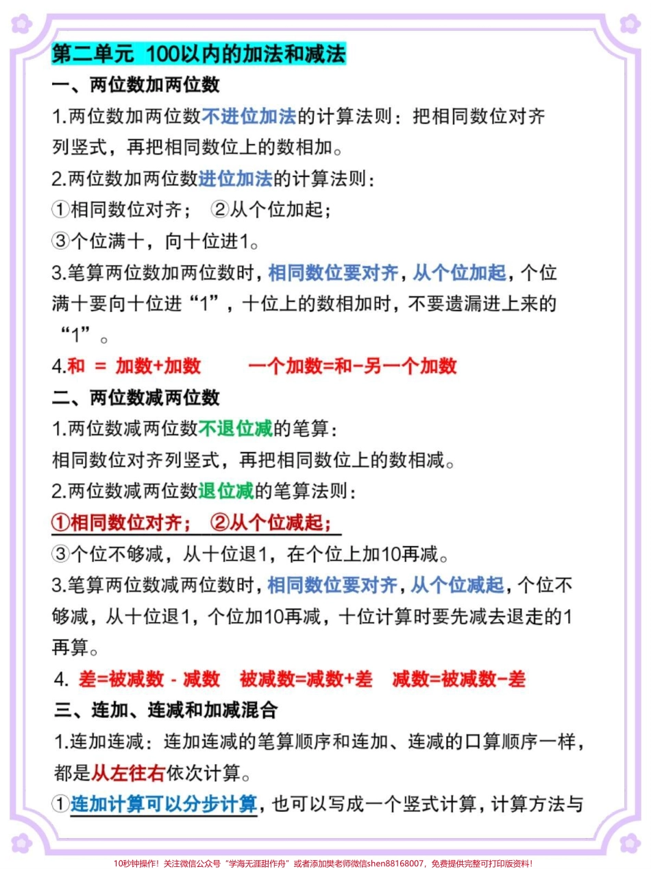 二年级上册数学每个单元知识点归纳总结#知识点总结 #二年级 #二年级数学 #数学 #二年级上册数学.pdf_第3页
