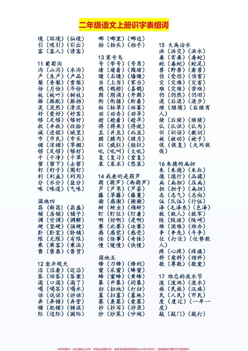 二年级语文上册识字表组词二年级语文上册识字表组词开学必备#二年级语文 #感谢抖音我要上热门.pdf_第3页