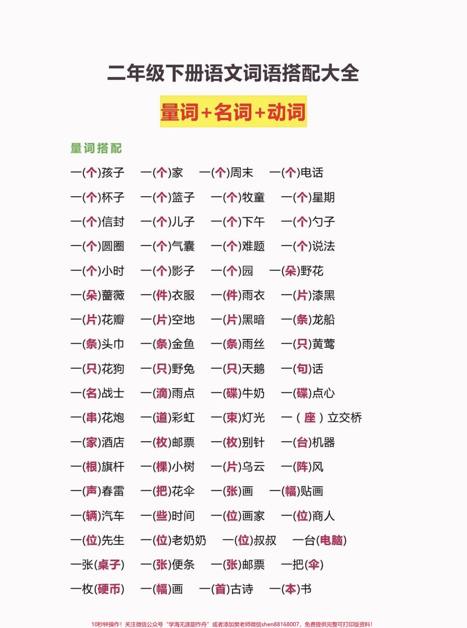 二年级语文下册词语搭配大全二年级语文下册词语搭配大全量词名词动词#词语搭配#二年级#二年级语文下册#知识分享 #家长收藏孩子受益.pdf_第2页