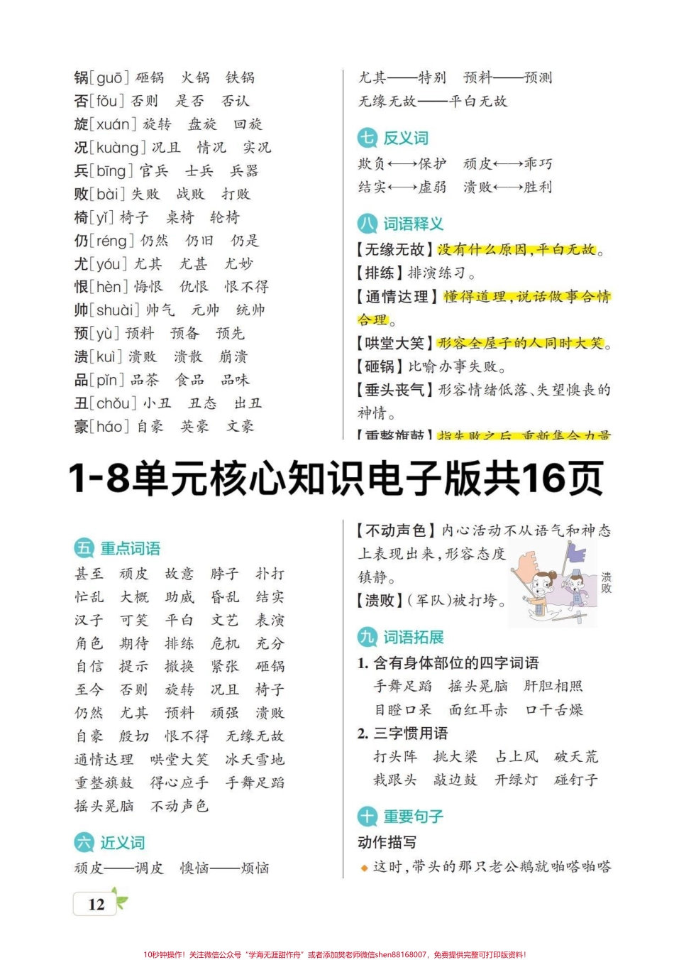 四年级语文上册每单元重点核心知识共16页四年级上册语文每单元重点知识点完整版共16页可打印#必考考点 #四年级语文上册 #语文考点 #知识点总结 #期末复习 - 副本.pdf_第2页