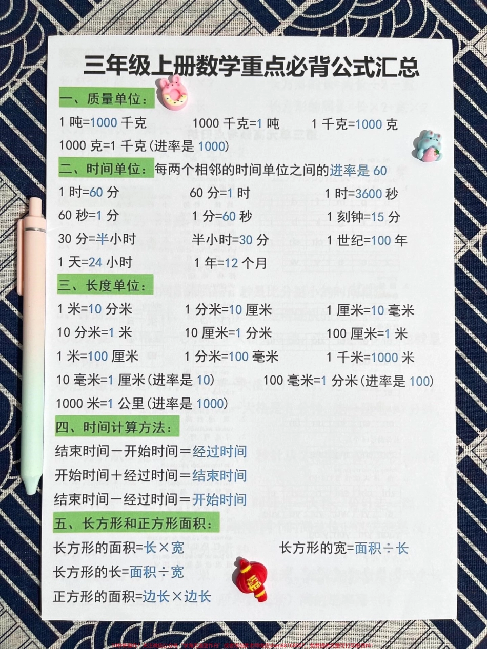 三年级上学期数学重点必背公式汇总资料包含了必考考点和知识点总结这份资料对于孩子的数学学习非常有帮助家长们可以打印出来让孩子反复读一读加深记忆#三年级上册数学 #三年级数学必背公式 #知识点总结 #必考考点.pdf_第2页