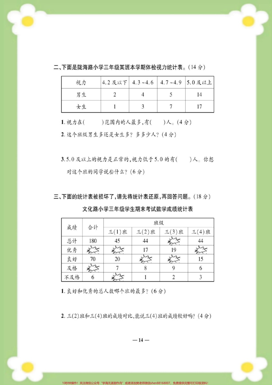 三年级下册数学第三单元测试#三年级数学 #单元测试 #必考考点 #学习 #易错题 家长为孩子保存练习可打印.pdf_第3页