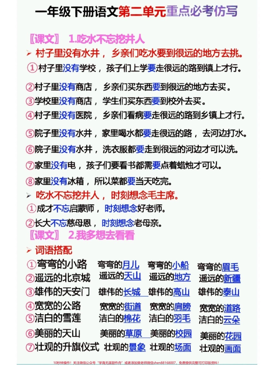 一年级下册语文二三四单元必考仿写句子汇总#每天学习一点点 #教育 #小学语文 #仿写句子 #语文.pdf_第1页