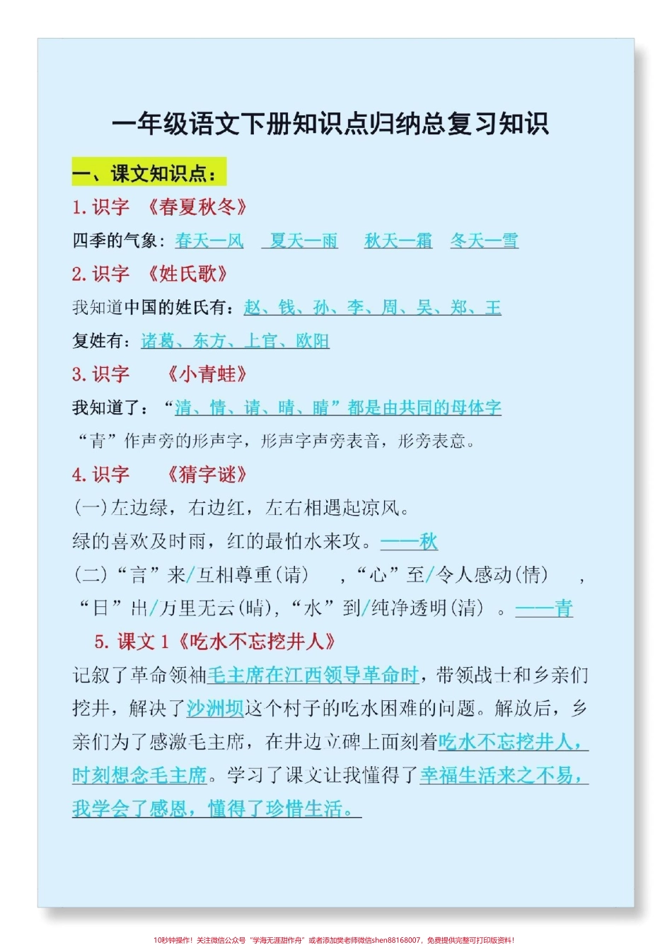 一年级语文下册期末总复习一共28页有空白电子版赶紧给孩子收藏起来练一练吧#一年级重点知识归纳 #一年级语文 #一年级重点知识归纳 #家长收藏孩子受益 #关注我持续更新小学知识.pdf_第1页