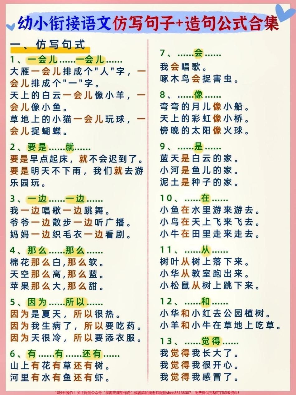 幼小衔接语文仿写句子+造句#关注我持续更新小学知识 #知识点总结 #开学必备 #幼小衔接 #大语文 @抖音小助手 @抖音创作者中心 @抖音热点宝.pdf_第1页