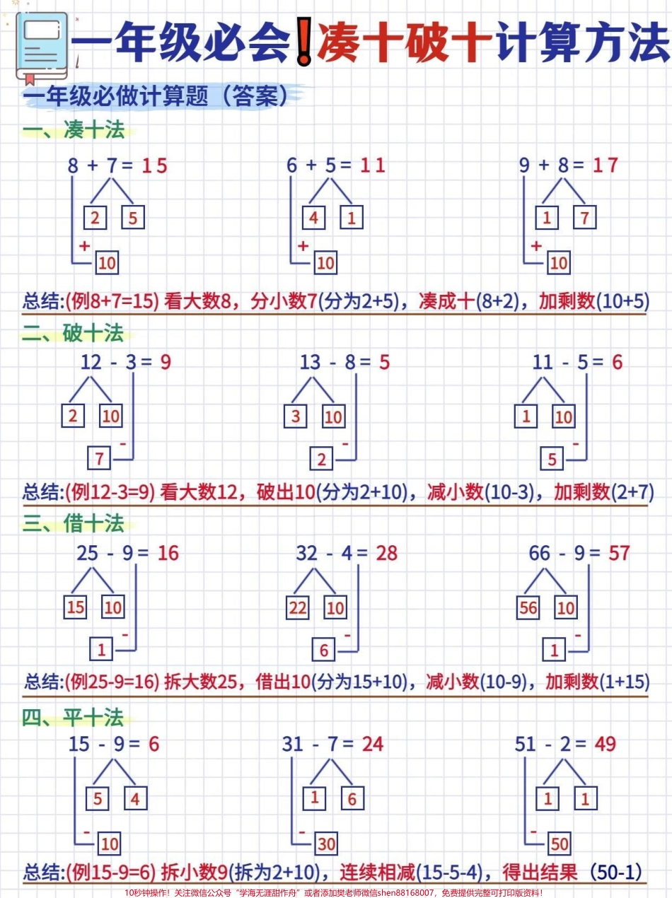 一年级数学必须掌握的凑十法和破十法计算练习#数学思维 #小学数学 #教育 #学习 #每天学习一点点.pdf_第2页