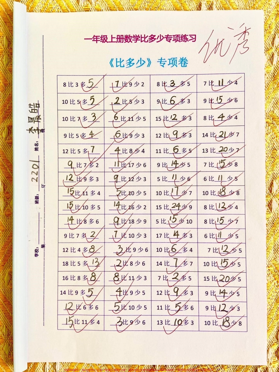 一年级数学上册《比多少》专项训练孩子数学一定要打好基础《比多少》专项训练家长给孩子查漏补缺多种题型建议打印一份给孩子练！#一年级 #小学数学 #一年级重点知识归纳 #小学数学计算技巧.pdf_第1页