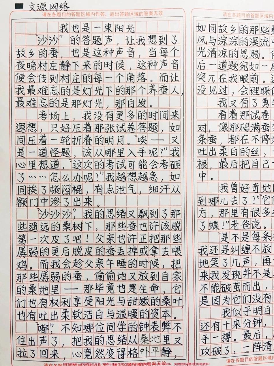 优秀作文《我也是一束阳光》一束束自信的阳光驱散了我身边的阴影我如一条蚕吐出无数暖意……#作文 #图文伙伴计划 #抖音图文来了.pdf_第2页