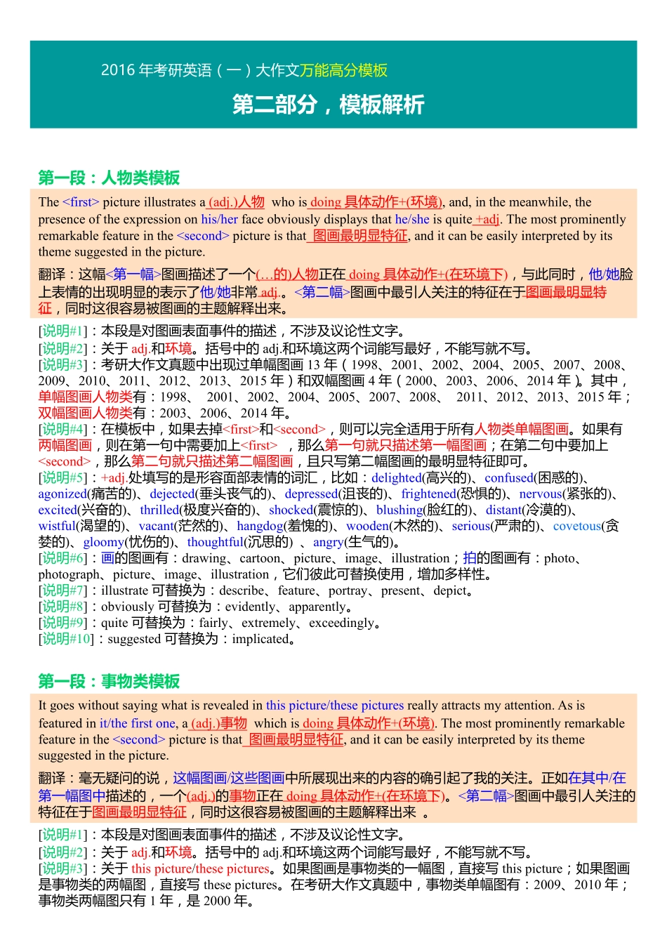 （！最好用的）2017年考研英语（一）大作文万能高分模板（图画类）.pdf_第3页