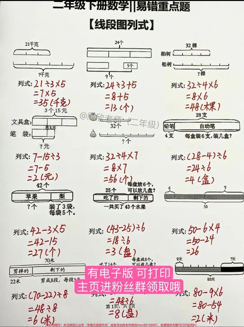 二年级下册数学 重点考点二年级数学下册【看图列算式】#二年级 #二年级数学 #二年级数学下册 #家长收藏孩子受益 #必考考点.pdf_第3页