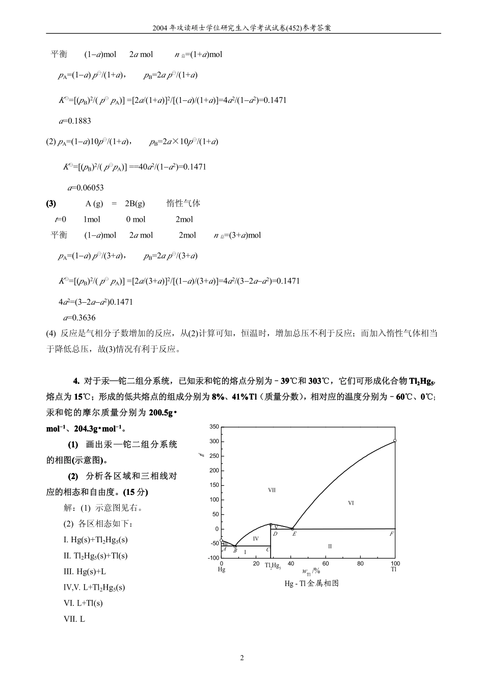 2004年考研物化试题及答案(工科).pdf_第2页