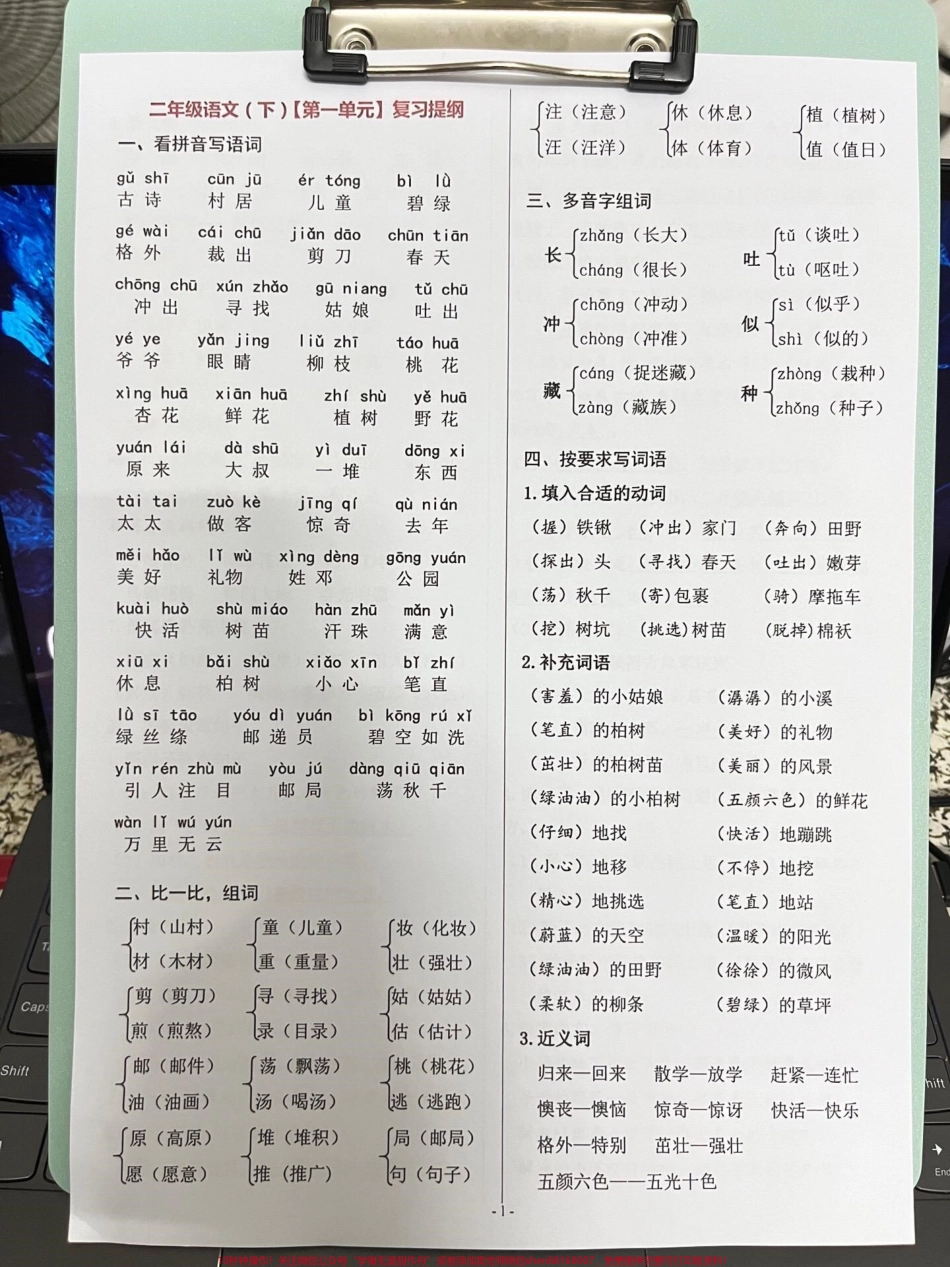 二年级语文下册复习提纲每单元的重点难点都在这里老师精心整理家长给孩子打印出来吧！#二年级语文下册 #二年级语文下册复习 #二年级期末考试.pdf_第2页