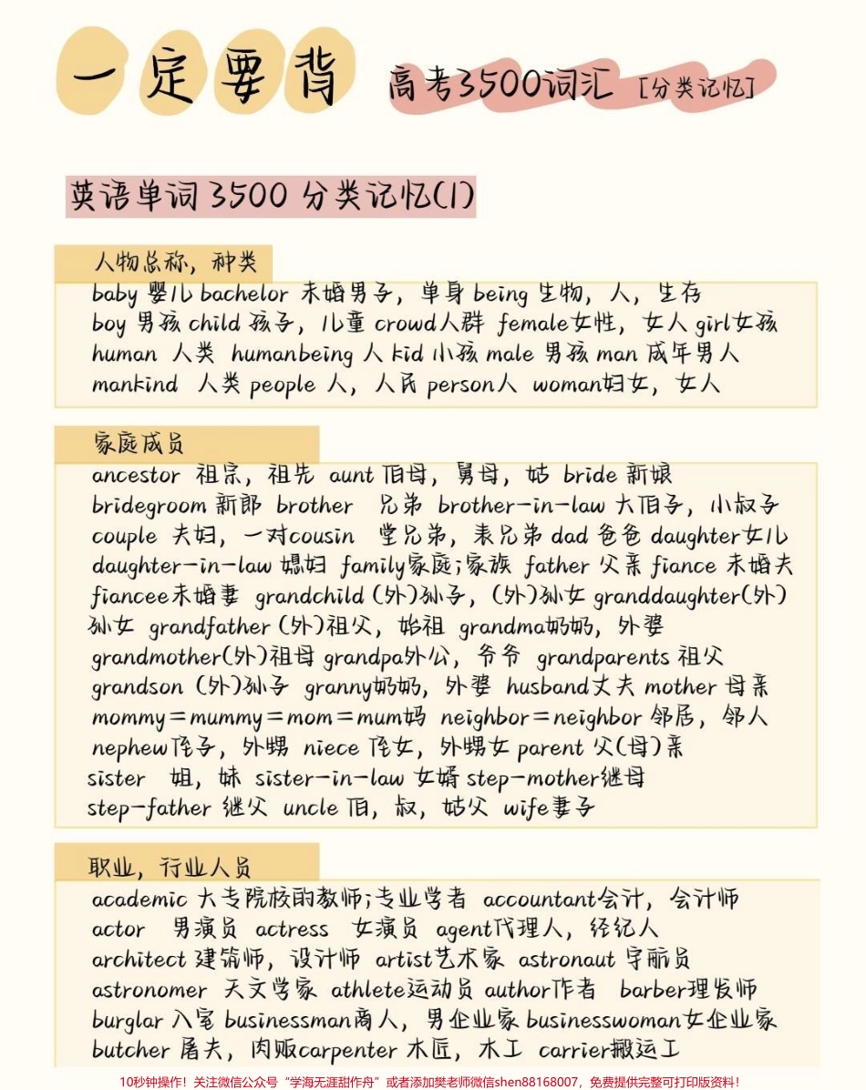 高中英语3500词汇分类记忆背完你的英语就真的厉害了#英语 #英语没那么难 #英语单词 #图文伙伴计划 #抖音图文来了.pdf_第1页