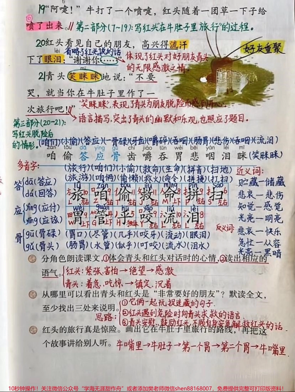 三年级上册语文10.在牛肚子里旅行笔记三年级上册语文第10课在牛肚子里旅行课堂笔记#三年级上册语文 #课文笔记 #随堂笔记 #知识点总结 #三年级语文重点归纳.pdf_第3页