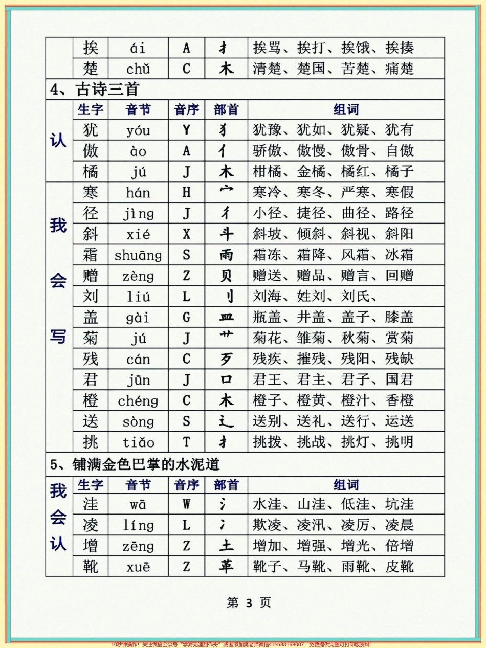 三年级上册语文生字组词大全比较全面打印给孩子贴在书上再也不怕孩子出错了！#三年级上册语文 #三年级语文重点归纳 #小学语文生字 #词语积累 #生字.pdf_第3页