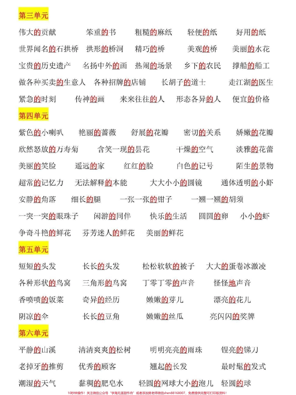 三年级下册语文的地短语梳理汇总的地得是小学语文学习重点的地得不分家长替孩子收藏打印一份吧#三年级语文 #家长收藏孩子受益 #三年级 #小学语文 #三年级语文下册.pdf_第2页
