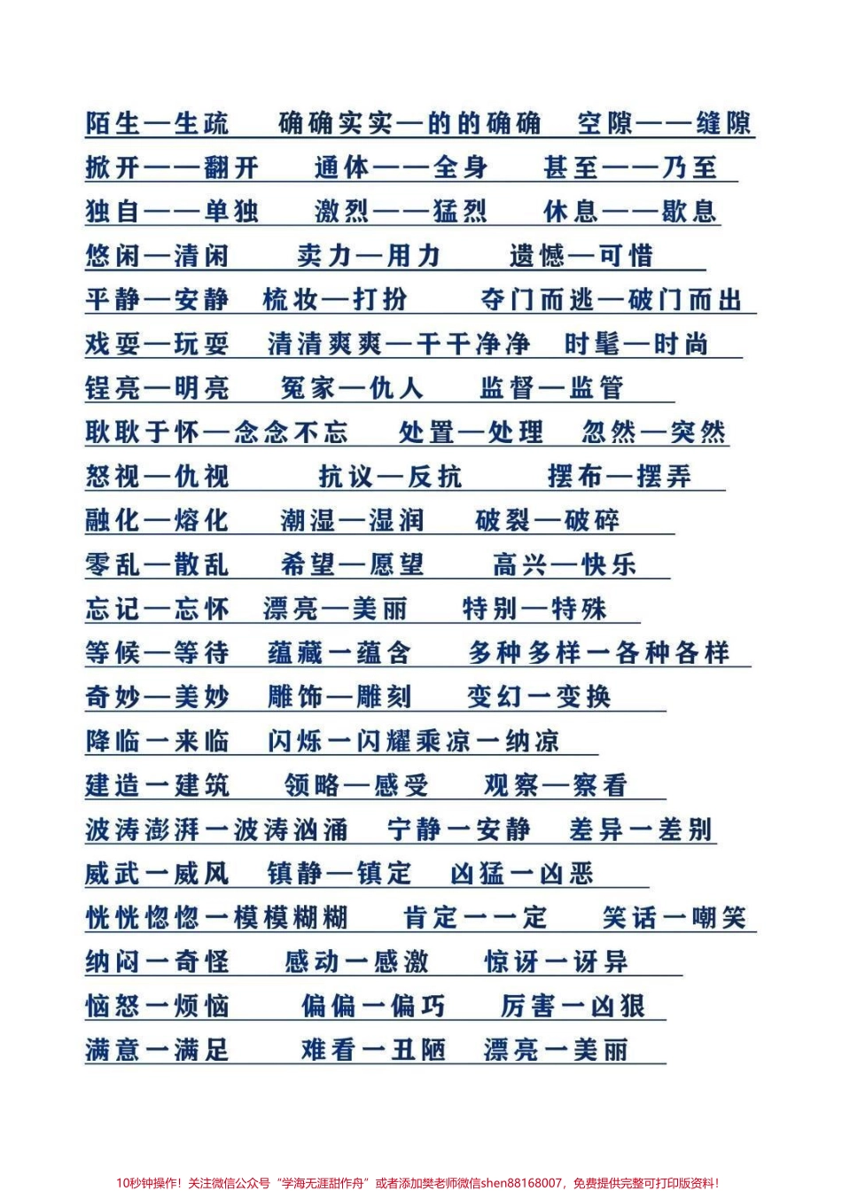 三年级下册语文近反义词整理归纳收藏保存下来学习备用假期提前读一读背一背吧#家长收藏孩子受益 #每天学习一点点 #教育 #学习 #三年级.pdf_第2页