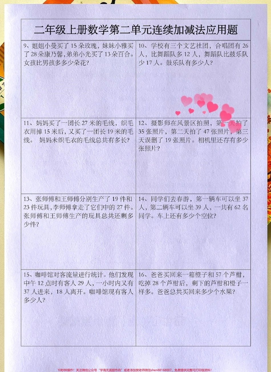 二年级数学上册第二单元连加连减应用题#丢出一条图文锦囊 #二年级上册数学 #人教版 #易错题数学 #应用题.pdf_第2页
