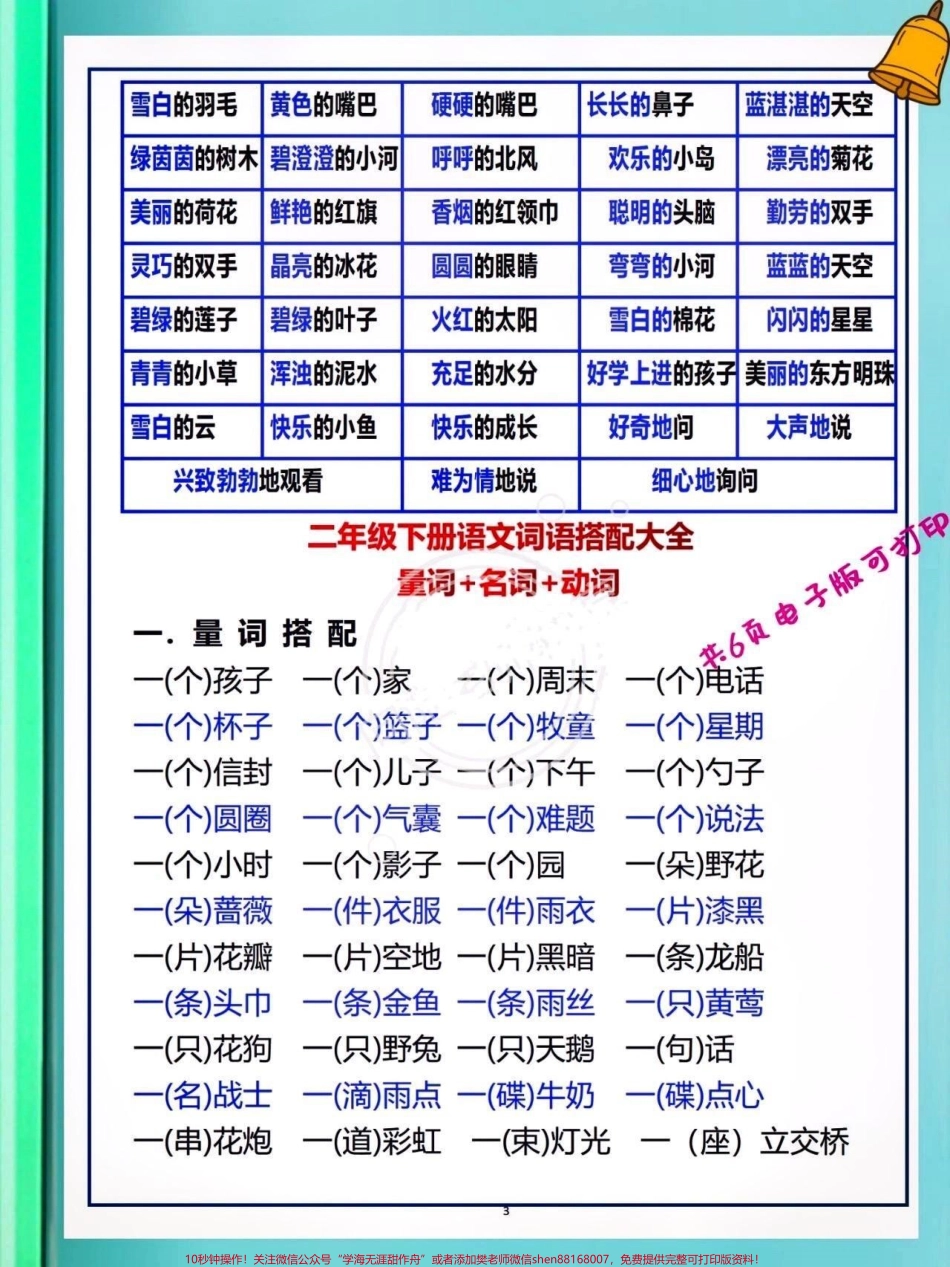 二年级下册期末复习秘秘籍二年级下册总复习词语汇总来啦!语文知识点琐碎认真梳理更有利于背诵记忆哦这份资料很全二年级下册语文目所有词语都在这里了抓住重点高效复习目快去拿分抓紧时间背一背吧#关注我持续更新小学知识 #小学语文知识点 #学习资料分享 #二年级语文下册 @抖音小助手 @抖音热点 @抖音创作者中心.pdf_第3页