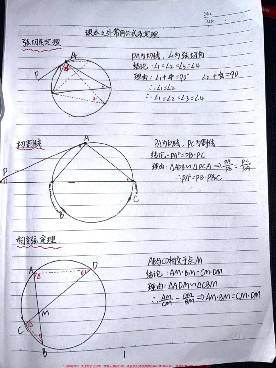 课本上没有但十分有用的初中数学公式#初中数学 #数学 #知识点总结 #每天学习一点点 #手写笔记.pdf_第1页