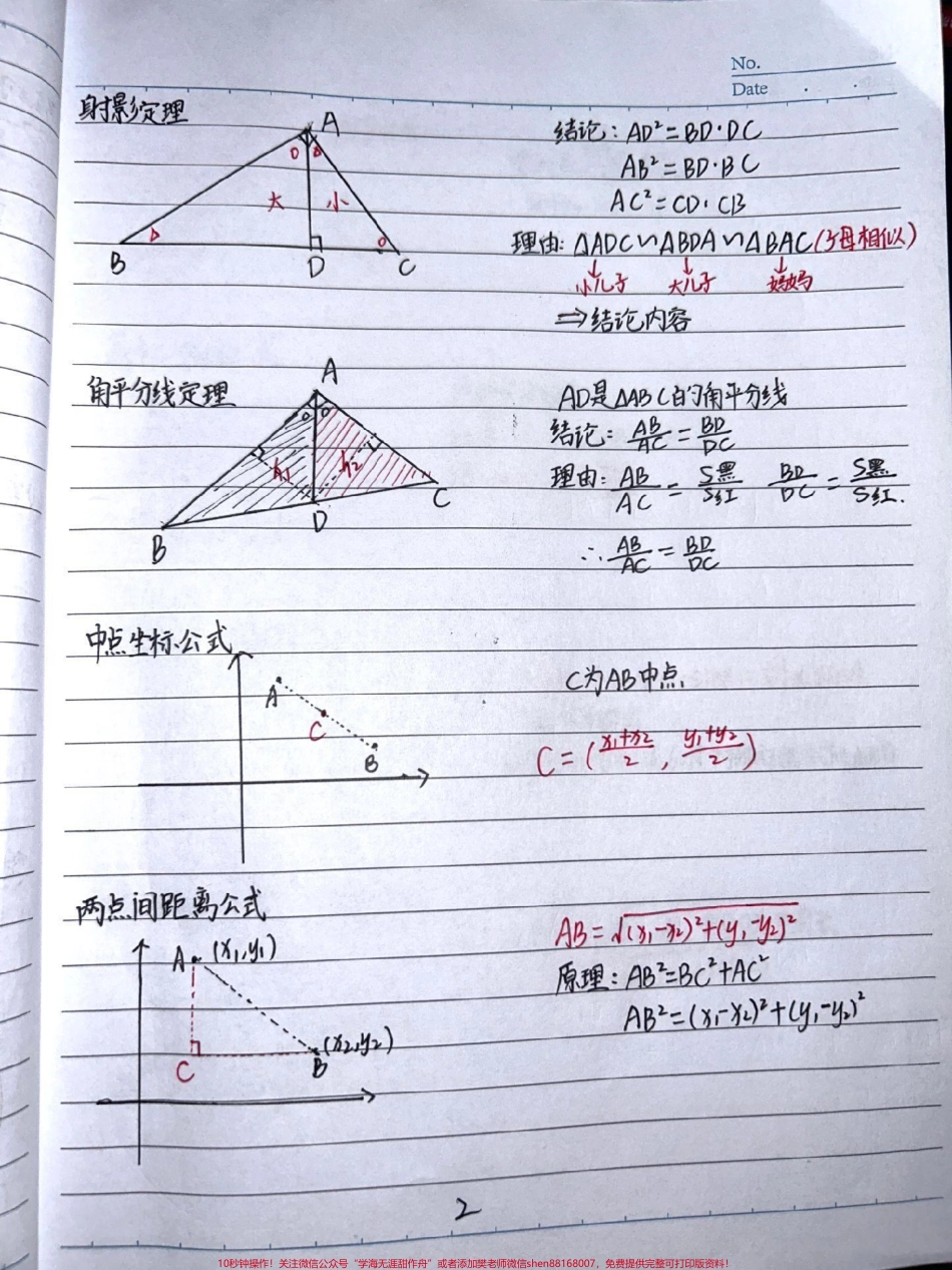 课本上没有但十分有用的初中数学公式#初中数学 #数学 #知识点总结 #每天学习一点点 #手写笔记.pdf_第2页