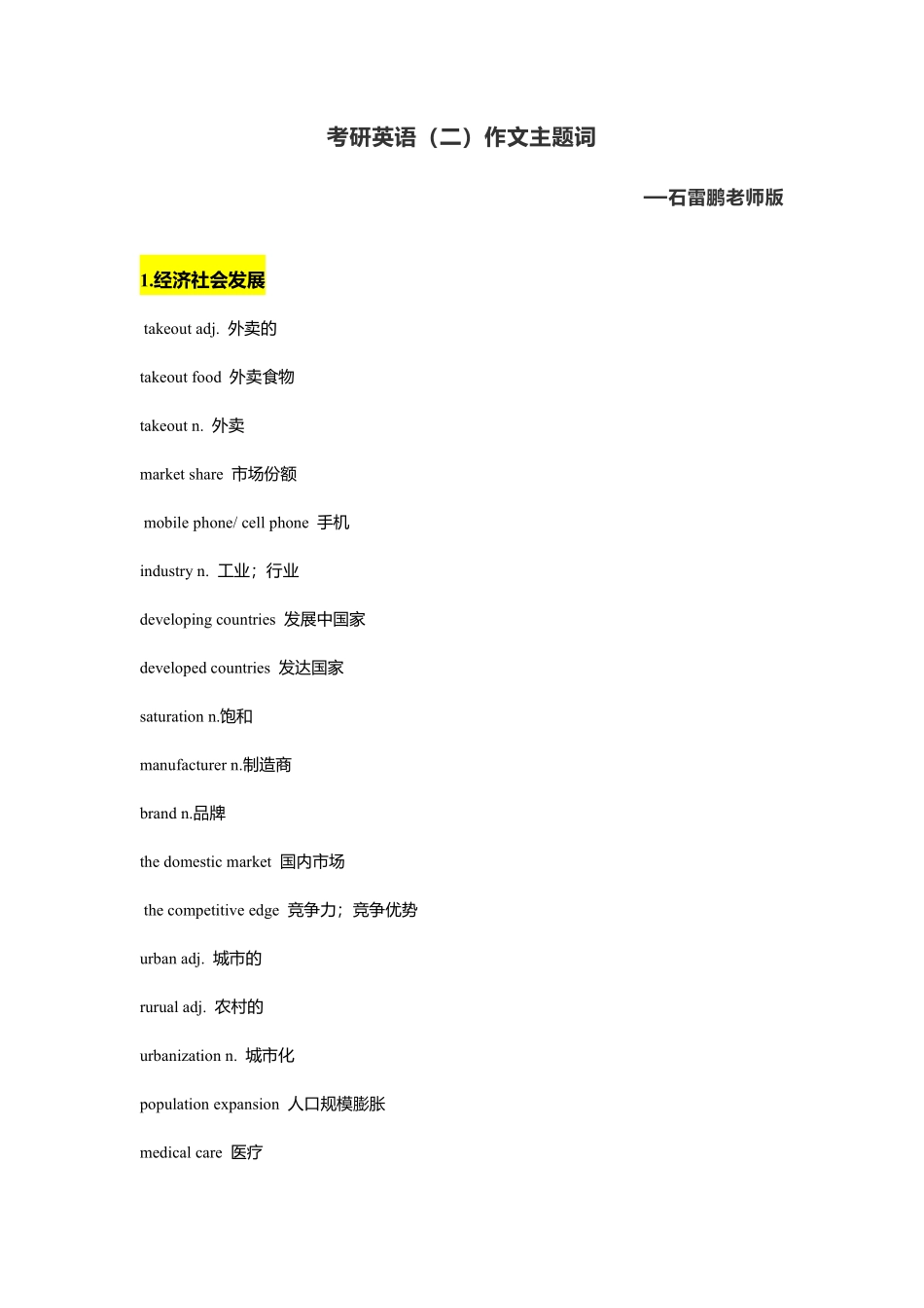 石雷鹏考研英语二作文主题词.pdf_第1页