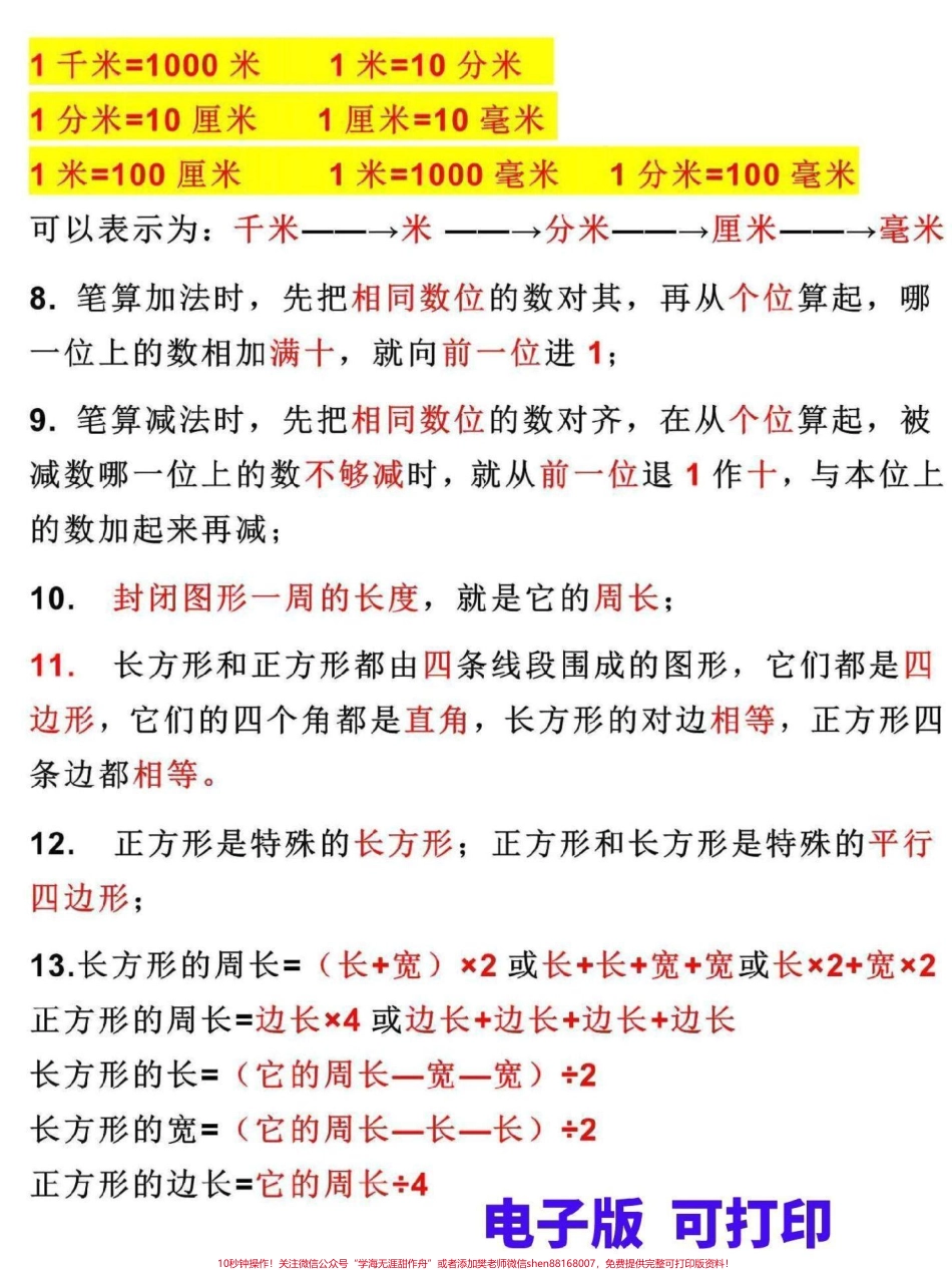三年级上册数学必背知识点清单这份三年级上册数学知识点清单是全册学习的基础家长可打印一份给孩子熟记#三年级 #家长收藏孩子受益 #三年级数学 #三年级数学思维教学 #寒假作业.pdf_第2页